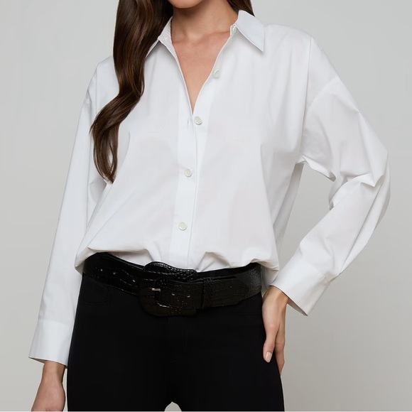 L'AGENCE Tops - L'AGENCE Rylie White Poplin Shirt